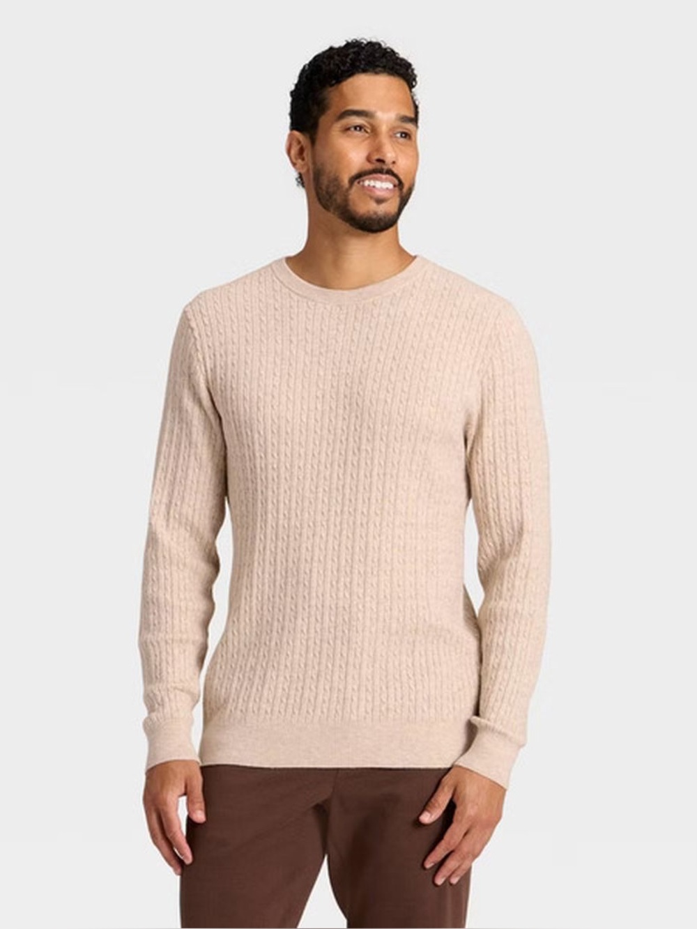 M136 NWT Goodfellow & Co Men’s Soft Knit Crew Neck Cable Knit Sweater - Size: S